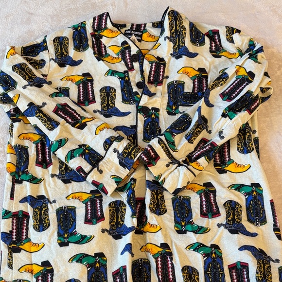 Joe Boxer for Neiman Marcus Cowboy Boot Flannel Nightshirt pajamas size L / XL - Picture 1 of 10